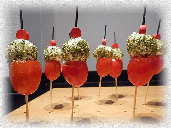 lollipops with tomato and mozzarella