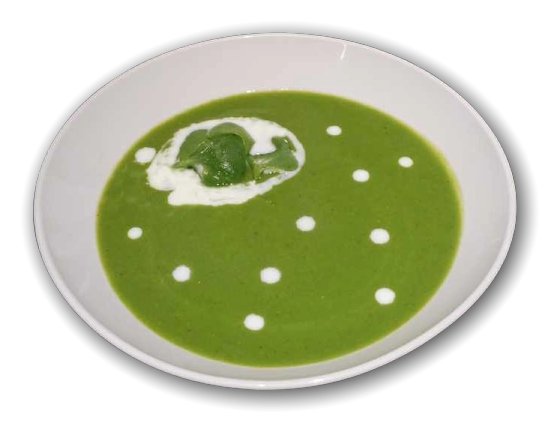 pea soup with purslane