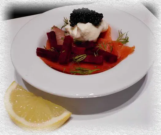 smoked salmon with vodka crème fraîche