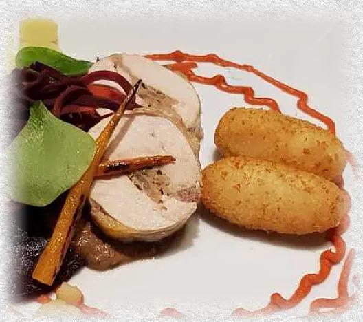 stuffed guinea fowl with grilled beetroot