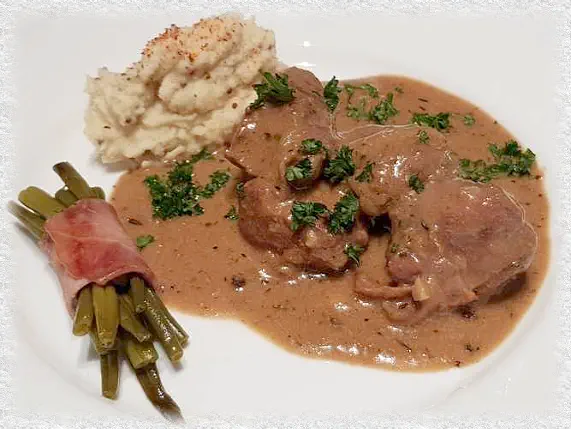 wild boar with mustard cream sauce