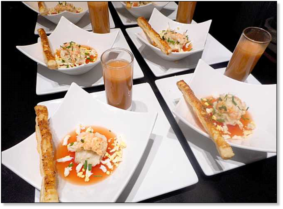 langoustines met gelei van tomaat