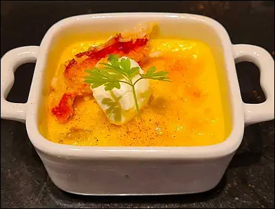 flan van king krab met zure room