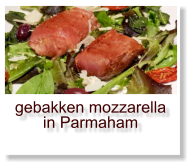 gebakken mozzarella in Parmaham