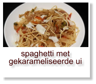 spaghetti met gekarameliseerde ui
