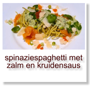 spinaziespaghetti met zalm en kruidensaus