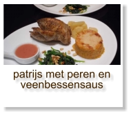 patrijs met peren en veenbessensaus