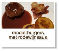 rendierburgers met rodewijnsaus