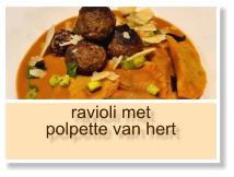 ravioli met polpette van hert