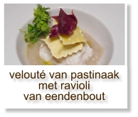 velouté van pastinaak met ravioli van eendenbout