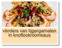 vlinders van tijgergarnalen in knoflookroomsaus