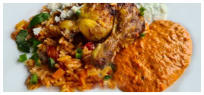 orzo met kip en crème van paprika