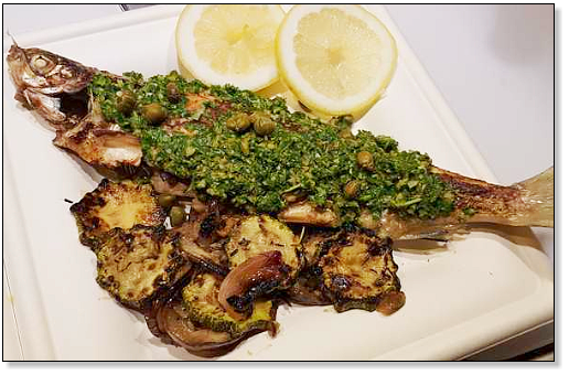 houting met groene saus