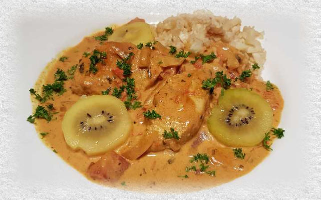 kalkoencurry met kiwi