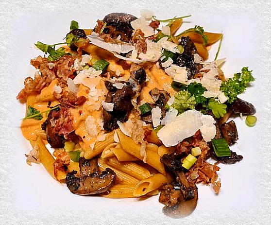 penne met getomateerde gorgonzolasaus